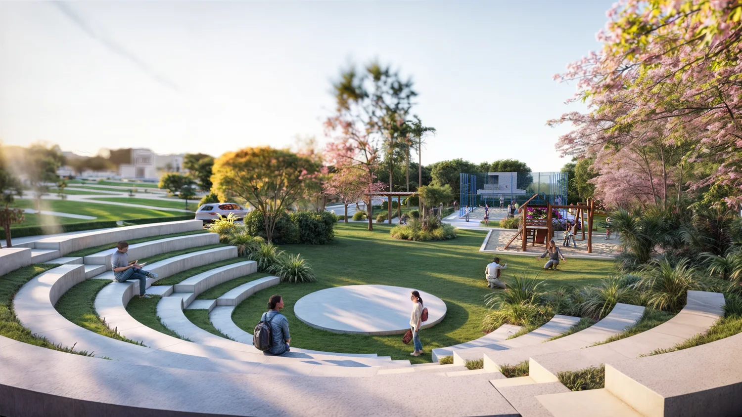 Projeto do anfiteatro e da praça central do bairro